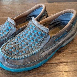 Twisted X Women's Casual Shoes Driving Mocs Bomber Turquoise WDM5006 Size 8 M